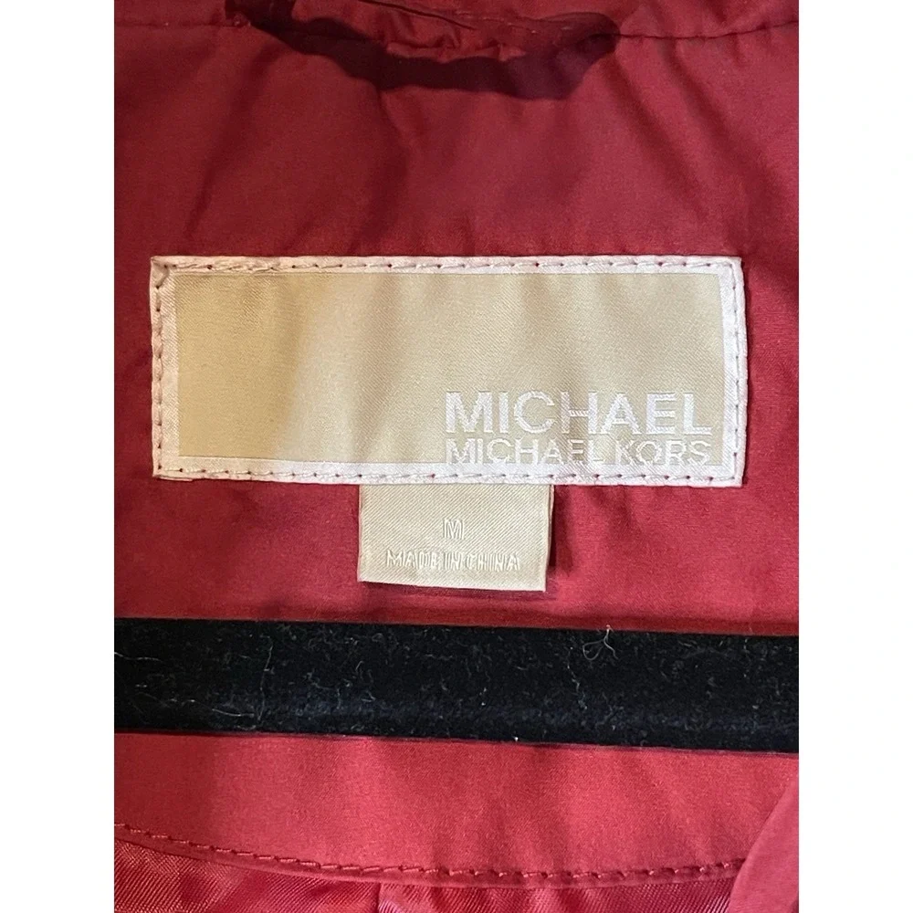 Michael Kors Red Women's‎ Coat Size Medium Faux Fur Hood Puffer Jacket EUC